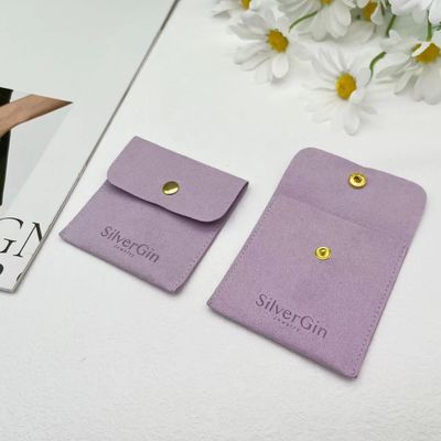Bolsa de jóias Logotipo de impressão de luxo Bolsas de botões de microfibra para brincos e colares