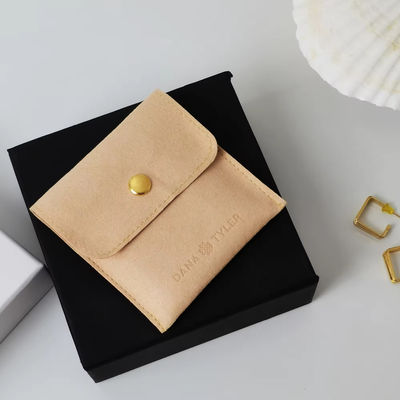 Imprimir Logotipo Bijuterias Embalagem Microfibra Bolsa de Botão Snap com Insert Pad/Card