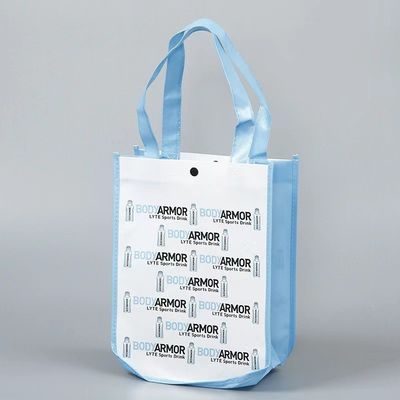 Saco de algodão com cantos curvos de tamanho médio em material não tecido laminado para compras personalizadas