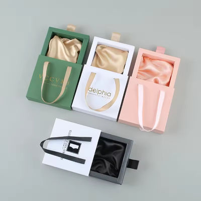 Logotipo personalizado Joias Bolsas de Veludo Rosa em Caixa de Presente de Slide Paper Embalagem para unhas