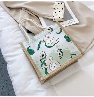 2024 Coreano Ins Simples Estudante Cartoon Canvas Bolsas De Mão Mulheres Mini Tote Sacos Para Meninas