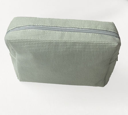 Logotipo personalizado aceito Soft Waffle Print Cosmetic Bag para maquiagem e presentes de damas de honor