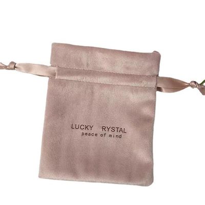 Embalagem pequena Saco de joalheria de veludo de cordas de tração Logotipo personalizado Impresso Tecido de veludo macio