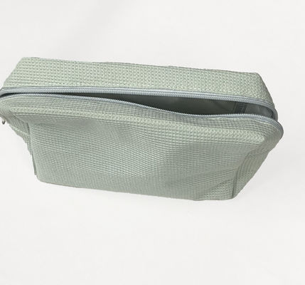 Logotipo personalizado aceito Soft Waffle Print Cosmetic Bag para maquiagem e presentes de damas de honor