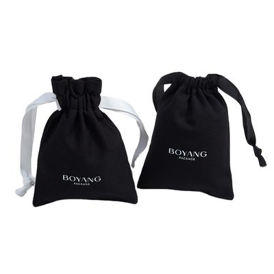 Saco de algodão preto personalizado para joalharia orgânica