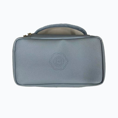 Bolsa de maquiagem grande à moda Bolsa de higiene de couro à prova d'água Bolsa de maquiagem grande plana bolso interno portátil Bolsa cosmética personalizada para mulheres