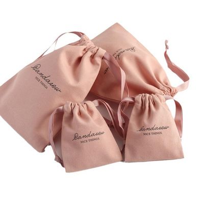 Medium Embalagem de compras Custom Pink Soft Canvas Impresso algodão Linho de sacos de cordas