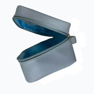 Bolsa de maquiagem grande à moda Bolsa de higiene de couro à prova d'água Bolsa de maquiagem grande plana bolso interno portátil Bolsa cosmética personalizada para mulheres