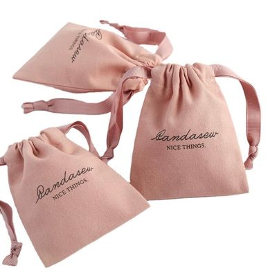 Medium Embalagem de compras Custom Pink Soft Canvas Impresso algodão Linho de sacos de cordas