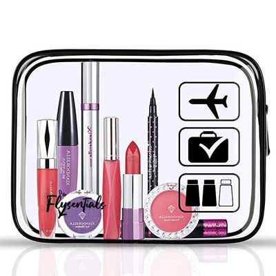O mais novo saco cosmético de plástico PVC transparente com logotipo personalizado aceito