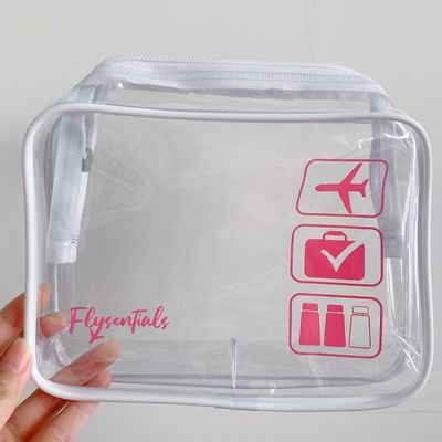 O mais novo saco cosmético de plástico PVC transparente com logotipo personalizado aceito