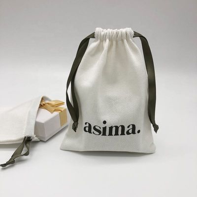 Bolsa de cordas de algodão Twill ecológica para embalagens personalizadas de joias de cores