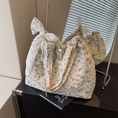 Saco simples de moda de palha e renda para mulheres