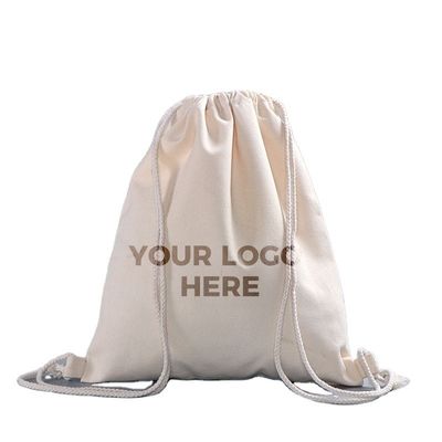 Saco escolar Carrinho de algodão Mochila de corda com logotipo personalizado Impressão e marca