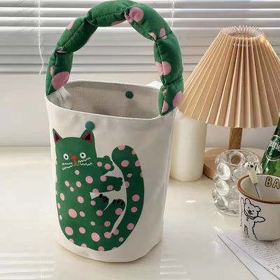 Mini Cute Bucket Bag Canvas Tote Bag Bolso Frente e Design Personalizado
