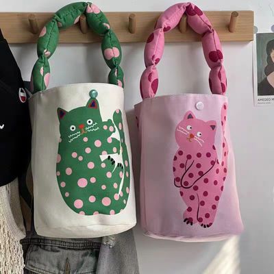 Mini Cute Bucket Bag Canvas Tote Bag Bolso Frente e Design Personalizado