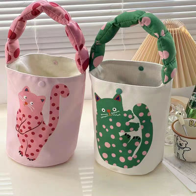 Mini Cute Bucket Bag Canvas Tote Bag Bolso Frente e Design Personalizado