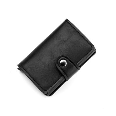 Carteira masculina de couro PU triplo com bolsa personalizada e conveniência de armazenamento