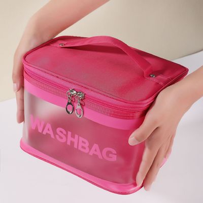 Saco de maquiagem de PVC transparente com logotipo personalizado para artigos de higiene e organização cosmética de viagem