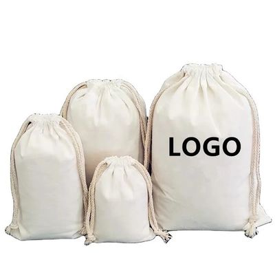 Logotipo personalizado aceito Bolsa de lona de algodão 100% orgânico para embalagem de presente personalizada