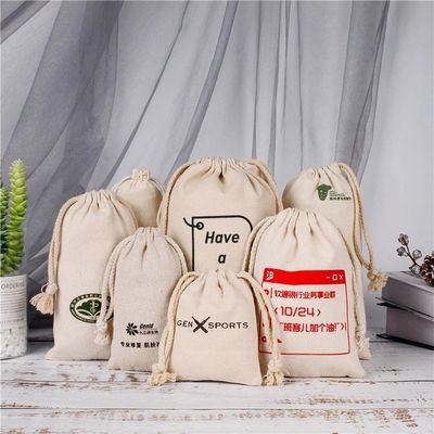 Logotipo personalizado aceito Bolsa de lona de algodão 100% orgânico para embalagem de presente personalizada