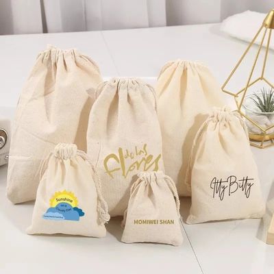 Logotipo personalizado aceito Bolsa de lona de algodão 100% orgânico para embalagem de presente personalizada
