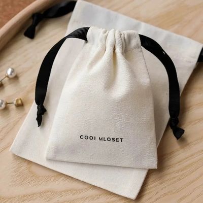 Logotipo personalizado aceito Bolsa de lona de algodão 100% orgânico para embalagem de presente personalizada