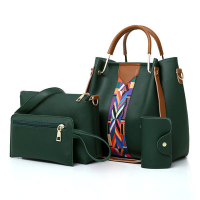 2022 Moderno 4 Pcs Set de PU Leather Lady Shoulder Bag para a vida escolar diária