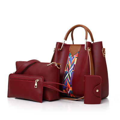 2022 Moderno 4 Pcs Set de PU Leather Lady Shoulder Bag para a vida escolar diária