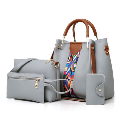 2022 Moderno 4 Pcs Set de PU Leather Lady Shoulder Bag para a vida escolar diária