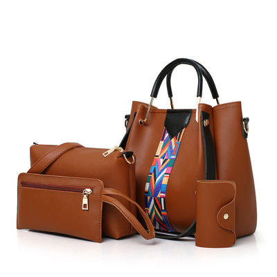 2022 Moderno 4 Pcs Set de PU Leather Lady Shoulder Bag para a vida escolar diária