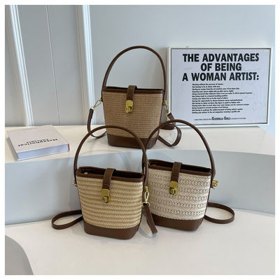 Nenhuma Decoração Sacos de Basket Tote tecidos Bolsas de design personalizadas para senhoras e meninas