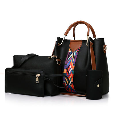 2022 Moderno 4 Pcs Set de PU Leather Lady Shoulder Bag para a vida escolar diária