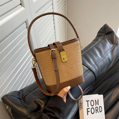 Nenhuma Decoração Sacos de Basket Tote tecidos Bolsas de design personalizadas para senhoras e meninas