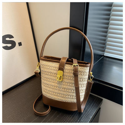 Nenhuma Decoração Sacos de Basket Tote tecidos Bolsas de design personalizadas para senhoras e meninas