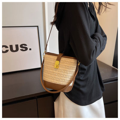 Nenhuma Decoração Sacos de Basket Tote tecidos Bolsas de design personalizadas para senhoras e meninas