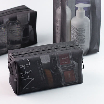 Saco de higiene de malha transparente para viagens de negócios Saco cosmético portátil de lavagem de chuveiro