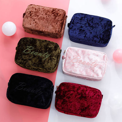 Saco portátil de maquiagem impermeável de veludo para viagem Saco de armazenamento