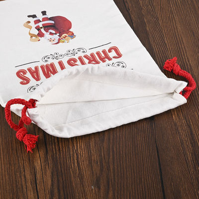 Logotipo personalizado de Natal de 2022 Sacos de cordas 100% algodão meias do Pai Natal doces nozes Saco de presente