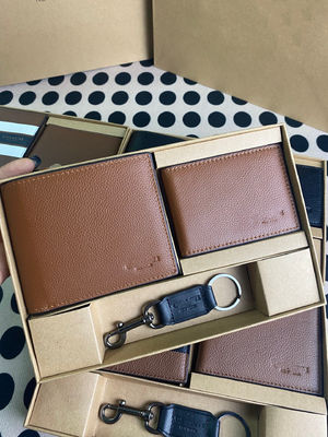 Carteira masculina de design casual feita de couro genuíno com carteira padrão