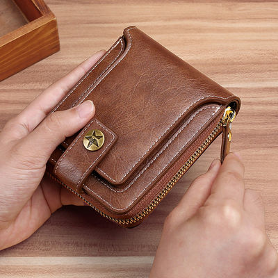 Carteira curta de couro duplo para homens e mulheres Designer Moeda Bolsa Carteira de bolso frontal