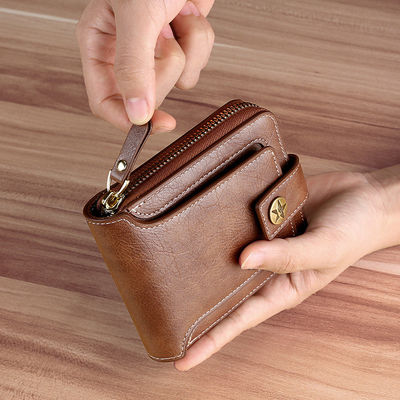 Carteira curta de couro duplo para homens e mulheres Designer Moeda Bolsa Carteira de bolso frontal