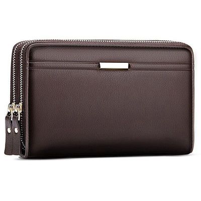 Carteira de bolso de pele genuína para homens Carteira de logotipo personalizado Carteira de cartão de bloqueio RFID fino