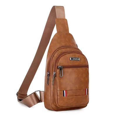 Logotipo personalizado Moda de Homens PU Couro Sacos de Peito de Negócios para viagens ao ar livre