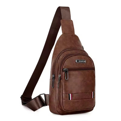 Logotipo personalizado Moda de Homens PU Couro Sacos de Peito de Negócios para viagens ao ar livre