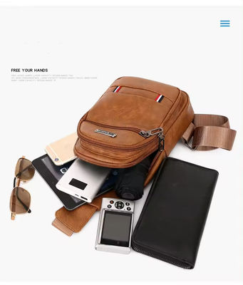 Logotipo personalizado Moda de Homens PU Couro Sacos de Peito de Negócios para viagens ao ar livre