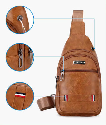 Logotipo personalizado Moda de Homens PU Couro Sacos de Peito de Negócios para viagens ao ar livre