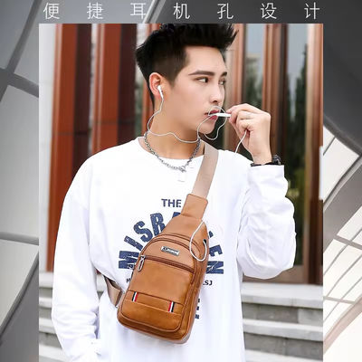 Logotipo personalizado Moda de Homens PU Couro Sacos de Peito de Negócios para viagens ao ar livre