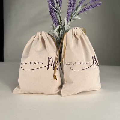 Logotipo personalizado Saco de cordas de algodão para sacos escolares Trolley Muselina ecológica