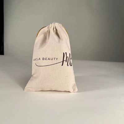 Logotipo personalizado Saco de cordas de algodão para sacos escolares Trolley Muselina ecológica